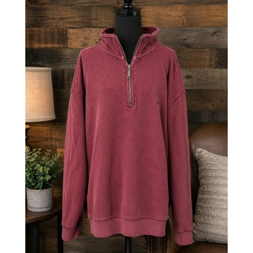 Wolverine Mens XXL Heavyweight Quarter Zip Pullover Waffle Cotton Sweatshirt